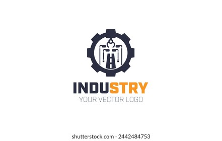 Profesional Factory building with flash icon vector template