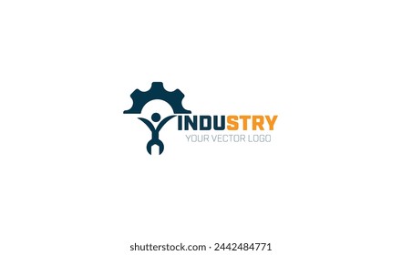 Profesional Factory building with flash icon vector template