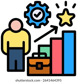 Profesional Growth Icon Lineal Color Vector Illustration