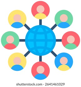 Profesional Network Icon Flat Vector Illustration