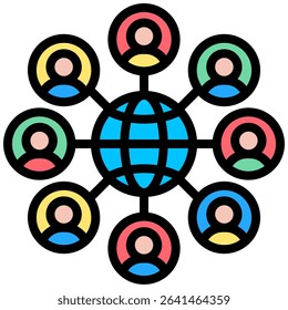 Profesional Network Icon Lineal Color Vector Illustration