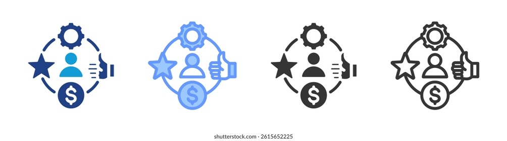 Profesionalism icon set multiple style collection