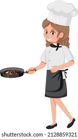 Professinal chef cartoon character on white background illustration
