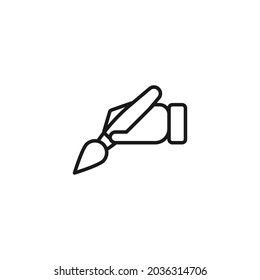 Profession of an artist concept. High quality outline symbol for banners and web design with mobile apps. Line icon of faceless person drawing with stylus 