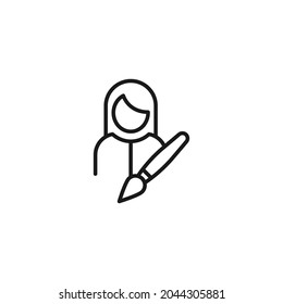 Profession of an artist concept. Line icon of faceless artist
