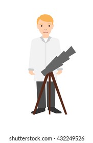 Profession: astronomer. Isolated on white background. Vector illustration.
