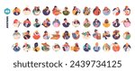 Profession Avatars Set. Round icons Collection of Various Jobs. Air Hostess, Chef, Farmer, Businessman or Courier