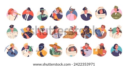 Profession Avatars Set. Round icons Collection Representing Various Professions and Job, Enhancing Visual Identity