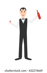 Profession: bartender. Isolated on white background. Vector illustration.