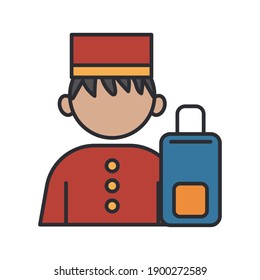 profession bellboy worker avatar fill style icon vector illustration design