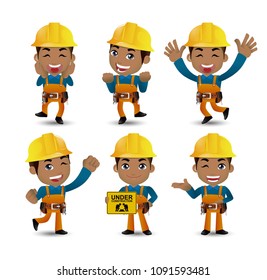 Profession - builder. worker. engineer with different poses