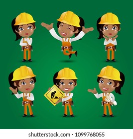 Profession - builder. worker. engineer with different poses