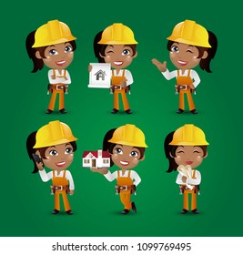 Profession - builder. worker. engineer with different poses