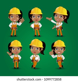 Profession - builder. worker. engineer with different poses