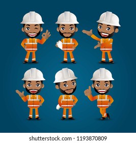 Profession - builder. worker. engineer with different poses