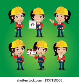 Profession - builder. worker. engineer with different poses