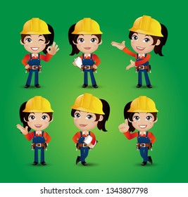Profession - builder. worker. engineer with different poses