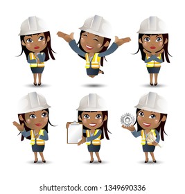 Profession - builder. worker. engineer with different poses