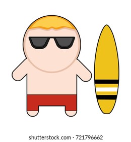 Profession character surfer. Vector illustration EPS10.