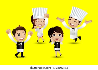Profession - chef with different poses