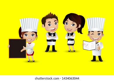 Profession - chef with different poses