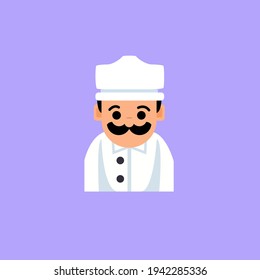 The profession of a chef's assistant in vector style. Different professional men and women cartoon characters in uniform and colorful backgrounds.