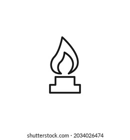 Profession of a chemist concept. High quality outline symbol for banners and web design with mobile apps. Line icon of flame on burner 
