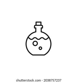 Profesión de un concepto químico. Símbolo de esquema de alta calidad para banners y diseño web con aplicaciones móviles. Icono de línea del líquido en la bombilla de laboratorio 