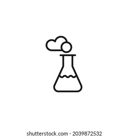 Profession of a chemist concept. High quality outline symbol for banners and web design with mobile apps. Line icon of steam over laboratory bulb 