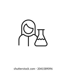 Profession of a chemist concept. High quality outline symbol for banners and web design with mobile apps. Line icon of chemist 