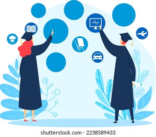 Profession choice, career student occupation, job future, graduate doctor, design, in cartoon style vector illustration.