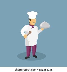 Profession cooks character design flat. Profession and cook, professional cooks, kitchen culinary, chef man in uniform, cooking and restaurant chef,  job person chef, character chef illustration