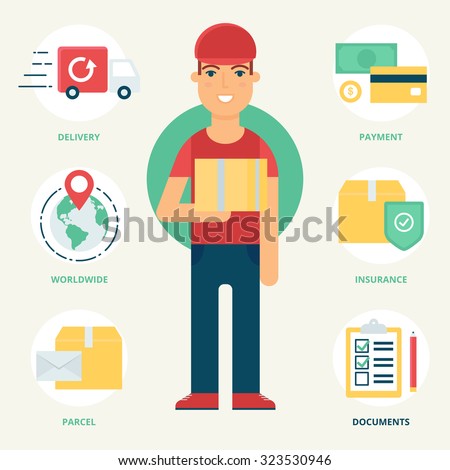 Profession: Courier. Vector illustration, flat style