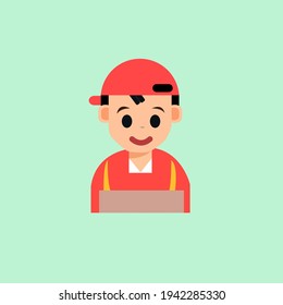 The profession of a courier in vector style. Different professional men and women cartoon characters in uniform and colorful backgrounds.