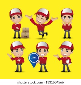 Profession - Delivery person with different poses