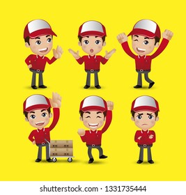 Profession - Delivery person with different poses