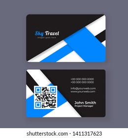 Profession and designer business card or travel card set. Abstract corporate look.