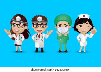 Profession - doctor with different poses