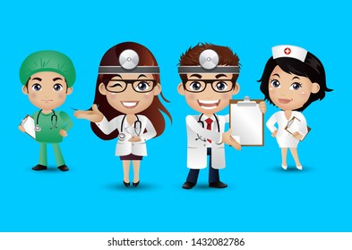 Profession - doctor with different poses