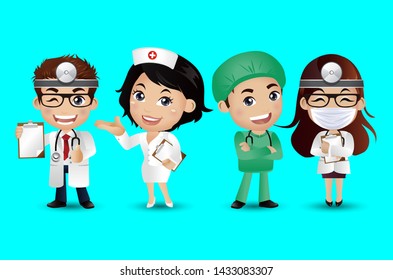 Profession - doctor with different poses