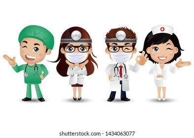 Profession - doctor with different poses