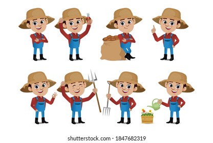 Profession - farmer with different poses