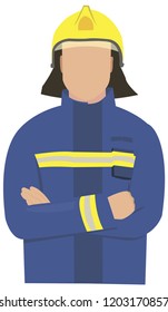 Profession firefighter in uniform  on white background