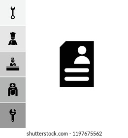 Profession icon. collection of 6 profession filled icons such as resume, chef, nurse, doctor. editable profession icons for web and mobile.