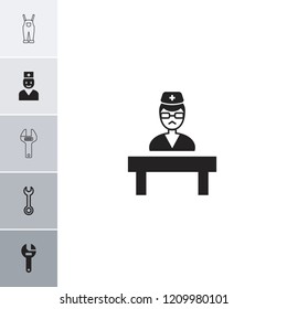 Profession icon. collection of 6 profession filled and outline icons such as doctor, wrench. editable profession icons for web and mobile.