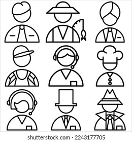 Profession icon outline style part one