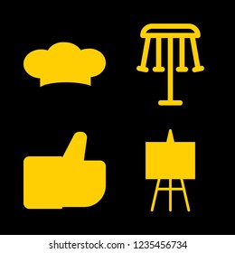 profession icon set about swivel chair, painter, apron and chef vector set