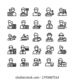 Profession icon set vector line for website, mobile app, presentation, social media. Suitable for user interface and user experience.