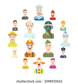 Profession icons set. Flat illustration of 16 profession vector icons for web