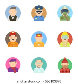 Profession icons set. Flat illustration of 9 profession vector icons for web